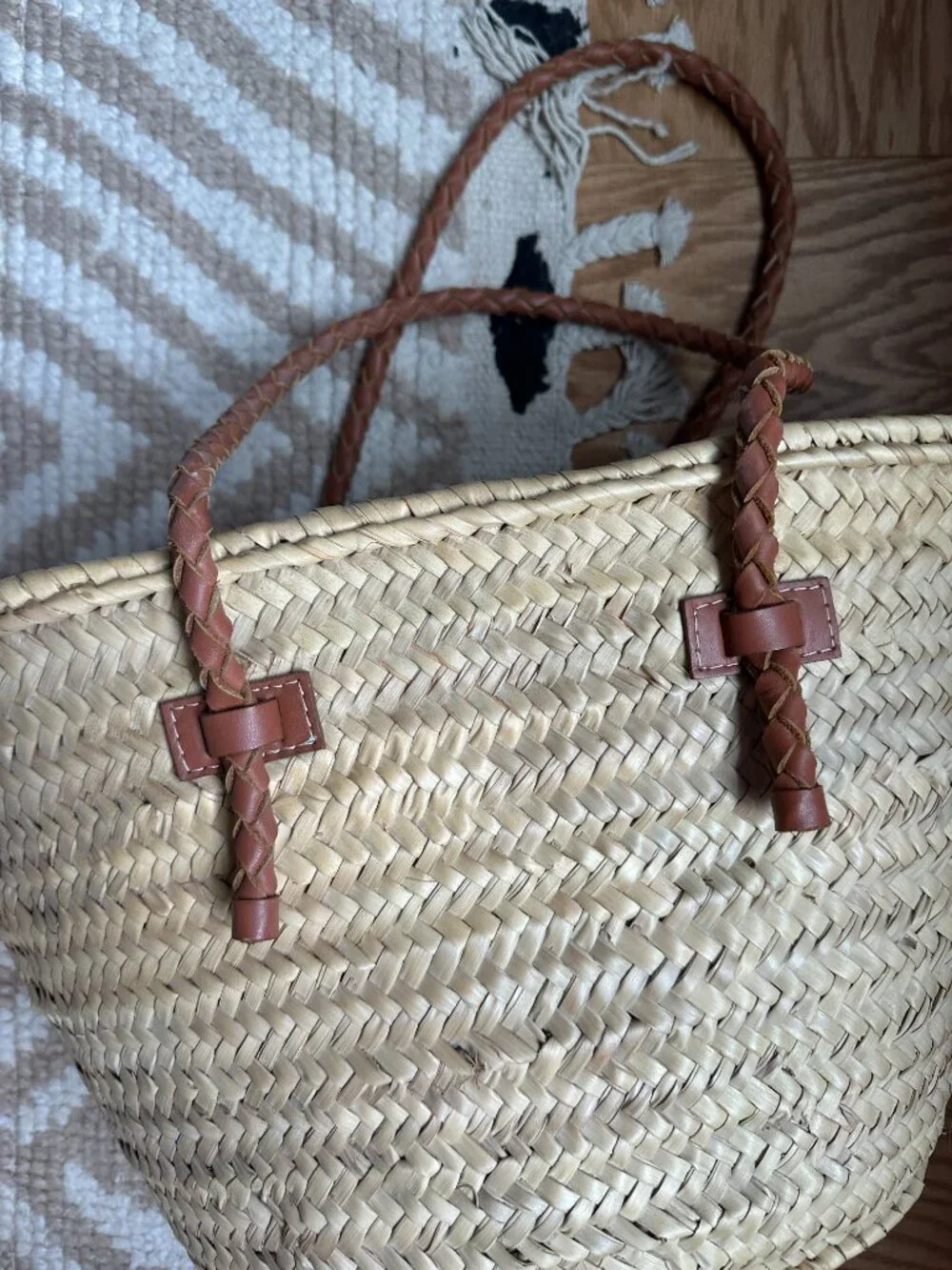 mango basket bag with braided straps